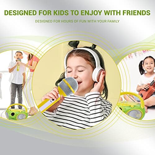 SingingWood NP030AB-YG Taşınabilir Karaoke Sistemi, Ev için Bluetooth'lu Taşınabilir CD Çalar Boombox AM FM Stereo Radyo,
