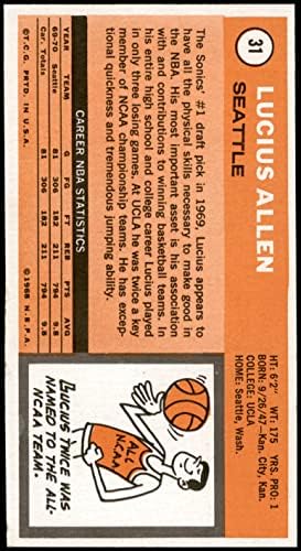 1970 Topps 31 Lucius Allen Milwaukee Bucks (Basketbol Kartı) NM Bucks UCLA