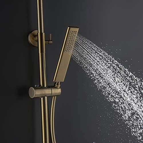 Termostatik Yağmur Mikser Duş Sistemi, Yağmur Duş Başlığı ile Pirinç Banyo Duş Bataryası Seti, El Duşu, Küvet Bataryası