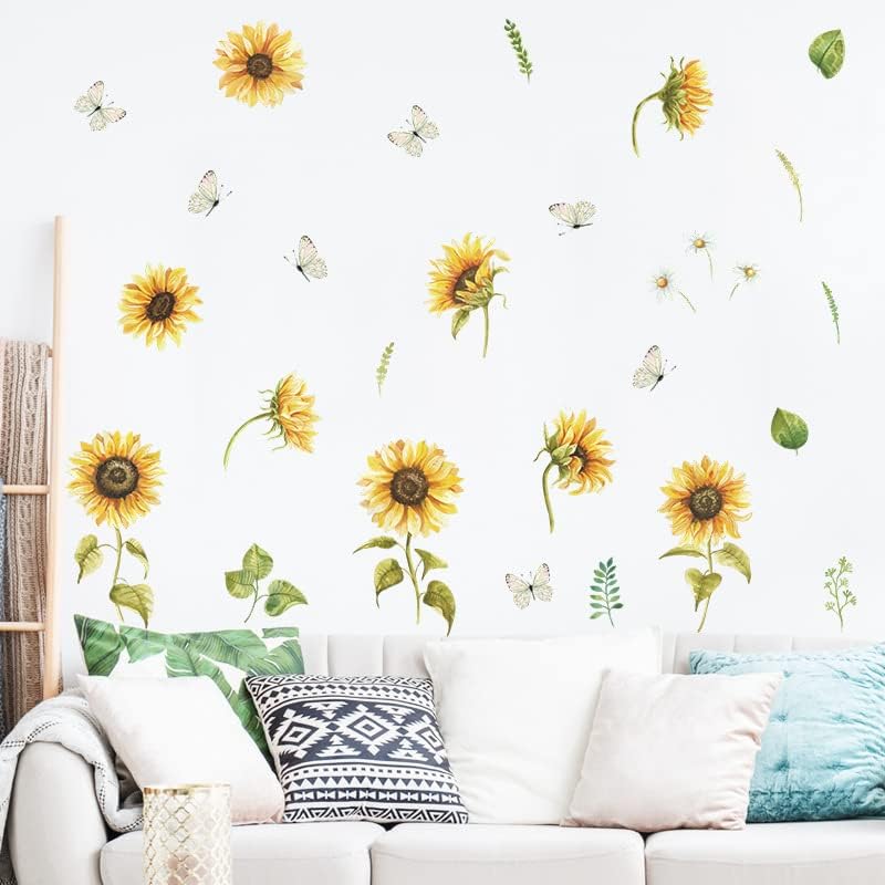 fanquare Ayçiçeği Arı Papatya Duvar Çıkartmaları Bahçe Çiçek duvar çıkartmaları Ev Ofis duvar dekoru Yatak Odası Oturma Odası