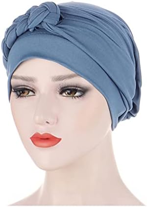 Kadın Bükülmüş Türban Müslüman Düz Renk bere şapka Headwrap Moda Düğümlü Saç Kapakları Kadınlar için Streç Şapkalar