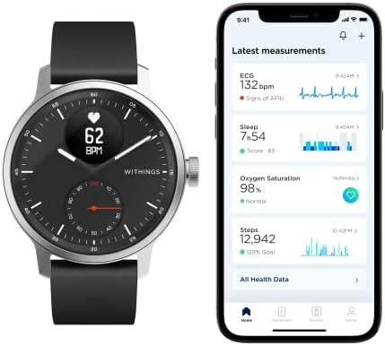 Withings Scanwatch - Smart watch & Activity Tracker: Kalp Monitörü, Sleep Tracker, Akıllı Bildirimler, Adım Sayacı, 30 Günlük