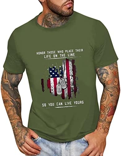 Bmısegm Yaz Erkek Gömlek Erkek Yaz Moda Rahat Yuvarlak Boyun Bağımsızlık Günü Küçük Baskı T Shirt Kısa Erkek Gömlek