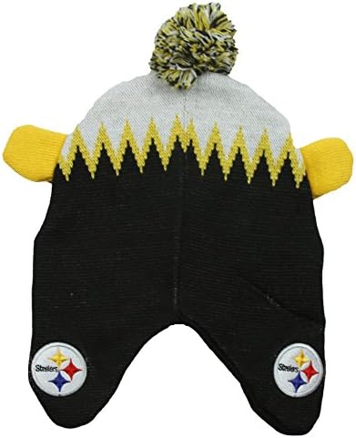 Pittsburgh Steelers NFL Büyük Erkek Çorap Maymun Örgü Şapka Pom, Siyah