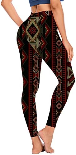 HGps8w Batı Aztek Tayt Kadınlar için Dikişsiz Yüksek Belli Karın Kontrol Geometrik Baskı Popo Kaldırma Egzersiz Yoga Pantolonu