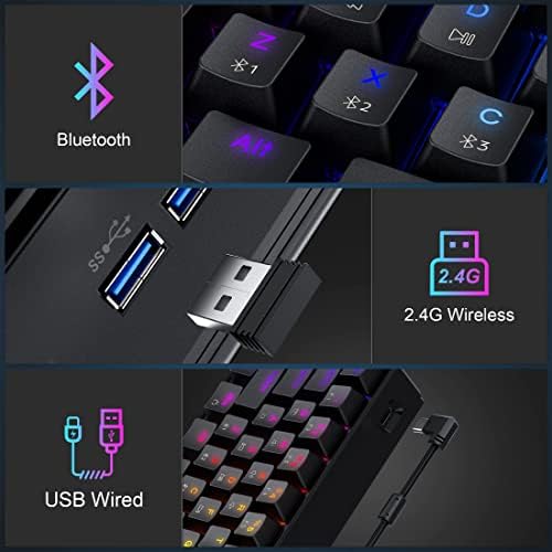 Tezarre RGB Arkadan Aydınlatmalı 60 % Mekanik Oyun Klavyesi, Mini Kompakt 61 Tuşları Kablolu Ofis PC Klavye ile PBT Puding