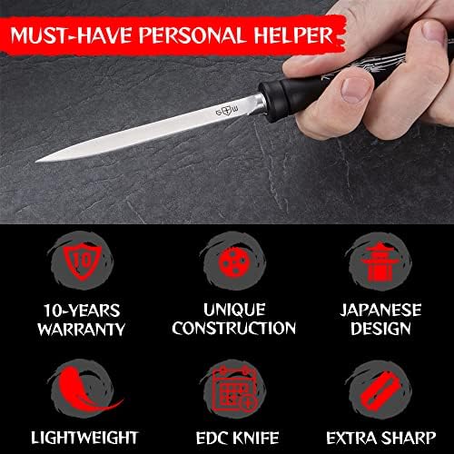 2 Ürün Paketi-Çakı-Kılıflı Japon Maket Bıçakları-Erkekler Kadınlar için Küçük Siyah Sabit Taktik Hobi Çalışması Mini Knofe