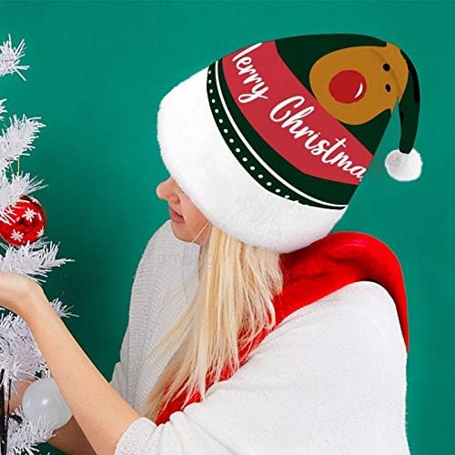 Noel Noel Baba Şapkası, Yetişkinler için Merry Christmas Karikatür Elk Noel Tatil Şapkası, Yeni Yıl Şenlikli Kostüm Tatil