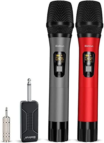 Çok Amaçlı Dinamik Mikrofonlar, Bietrun Kablosuz Mikrofon Şarj Edilebilir Alıcılı Dinamik Mikrofon Sistemi, 1/4‘Çıkış, Karaoke,