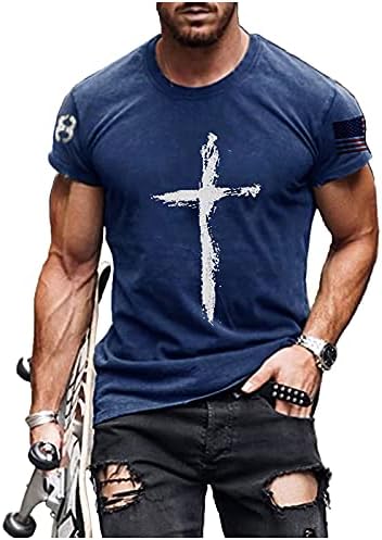 Erkek Vintage Yağlıboya İnanç İsa Çapraz Baskı Rahat T-Shirt Mesih bisiklet Yaka Kazak Kısa Kollu Gömlek Erkekler için