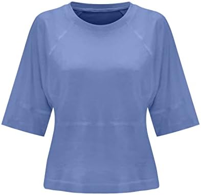 Artı Boyutu Kadınlar için Bluzlar Batwing 3/4 Kollu Yaz Gömlek Tops Bayanlar Katı Gevşek Fit Temel Flowy Tees Bluz