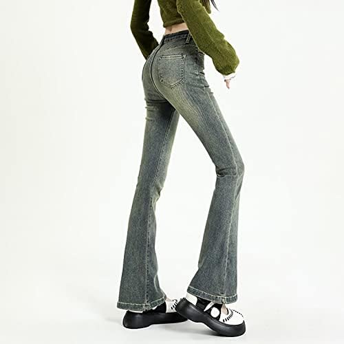Bayan Vintage Flare Kot Geniş Bacak Petite Alevlendi Kot pantolon Rahat Retro Çan Alt Kadın Streetwear Kot Pantolon