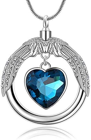 BİNNANFANG AC914 Mavi Kalp Kristal Urn Kolye Külleri için Kalbimin Bir Parçası, cennette yaşıyor Kremasyon Anıt Hatıra Kolye