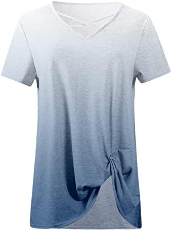 Kısa Kollu Gömlek Kızlar Yaz Sonbahar Giysileri V Boyun Pamuk Grafik Gevşek Fit Bandaj Bluz Tee Kadınlar için 42 42
