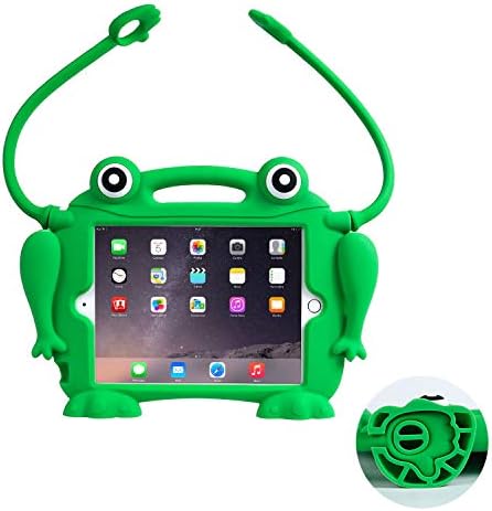 iPad Mini için Çocuk Çantası 1 2 3 4 5 - ÇENE FAI [Göz Haşhaş Kurbağa] Darbeye Dayanıklı Silikon Kolu Standı Koruyucu Kapak