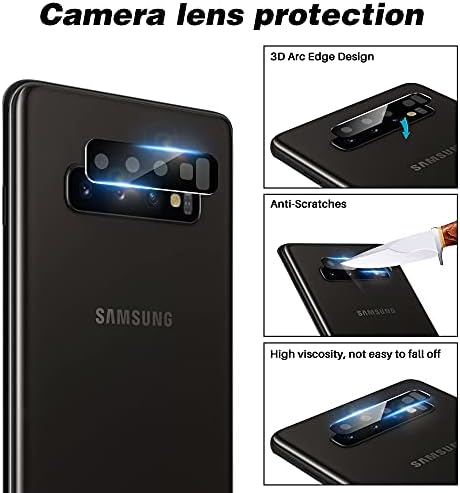 TOCOL [2 + 2 Paket için Uygun Samsung Galaxy S10 Artı - 2 Paket TPU Ekran Koruyucu ve 2 Paket Kamera Lens Koruyucu, Hizalama