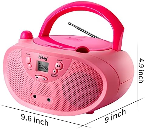 hPlay GC04 Taşınabilir CD Çalar AM FM Stereo Radyo ile Boombox Çocuk CD Çalar LCD Ekran, Ön Aux Giriş Portu ve Kulaklık (Gri),