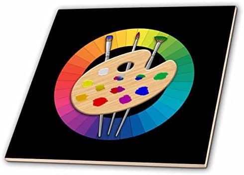 3bir renk tekerleğinin üzerine fırçalarla bir sanatçı boya paletini atın. - Fayans (ct_352664_2)