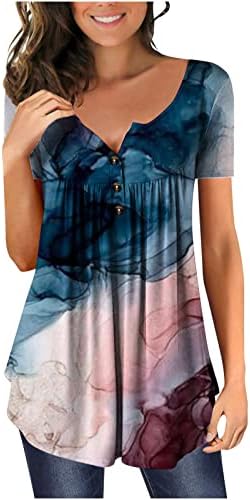 Bayan Kısa Kollu Elbise Pamuk V Boyun Grafik Salonu Gevşek Fit Üst Gömlek Sonbahar Yaz Bluz Kadınlar için A5 A5