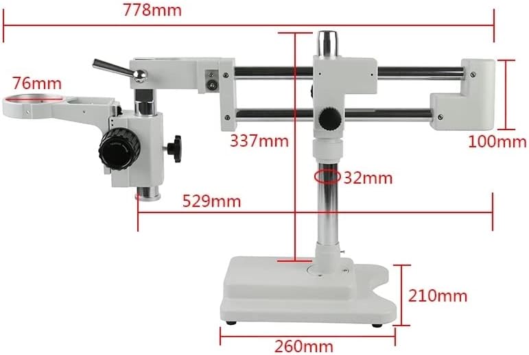 TREXD Evrensel Çift Boom Lab Endüstriyel Zoom Trinoküler Stereo Mikroskop Standı Tutucu Braketi Kol 76mm Microscopio Aksesuarları