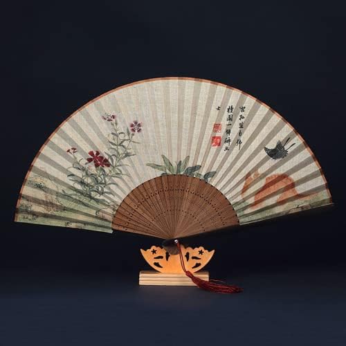 XIALON 1 adet 22 cm Bambu El Yapımı Klasik Retro Fan Çin Tarzı Pamuk ve Kenevir Bambu Fan Antik yelpaze
