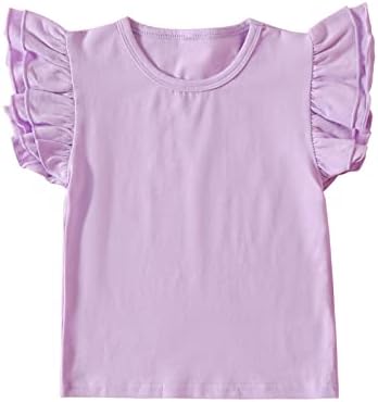 RÜYA OTOBÜS Toddler Bebek Kız Tank Top Fırfır Kolsuz pamuklu bluz Rahat T Shirt Yelek Temel Düz Düz Renk