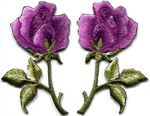 Lavanta pembe mor güller çifti çiçekler çiçek işlemeli aplikler demir-on yamalar S-1255