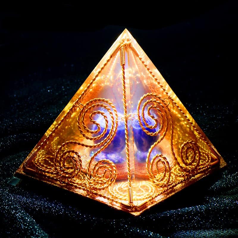 Orgon Kristal Piramit Obsidyen ve Ametist Şifa Kristal Piramit Nubian Orgonit Pozitif Enerji Çakra Meditasyon