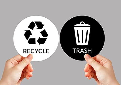 VBAP CORP Geri Dönüşüm çöp kutusu Etiket-(4'lü paket) 3 Yuvarlak Logo İşareti çıkartma Etiketleri Kendinden Yapışkanlı Vinil