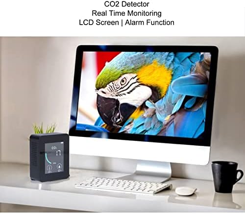 Sıcaklık ve Nem Dedektörü, Geniş Uygulama LCD Hızlı Tepki CO2 Dedektörü için USB kablosu ile Aile için Ofis için Okul(siyah)