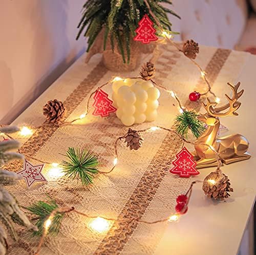 Sinirli LED bakır tel ışıkları noel kabine dekorasyon dekorasyon süsler kırmızı meyve dize Noel dize ışıkları pil Mini ışıklar