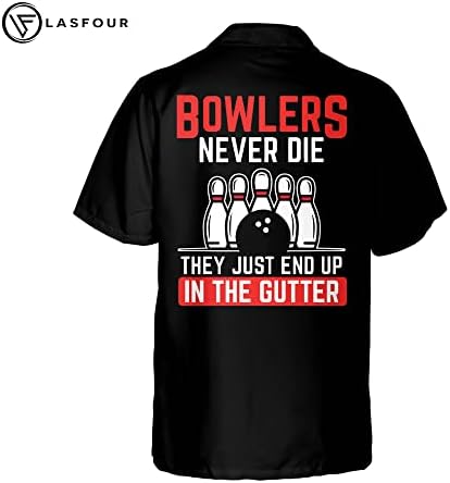 LASFOUR Özel Bowling Gömlek Erkekler için Komik, erkek Bowling Düğmeli Kısa Kollu Hawaii Gömlek, Çılgın Bowling Takımı Gömlek