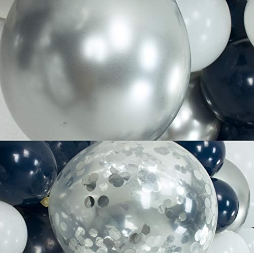 Pırıltılı ve konfeti Noel ve Yeni Yıl partileri, Düğünler ve daha fazlası için metalik Gümüş ve konfeti balonları ile 84