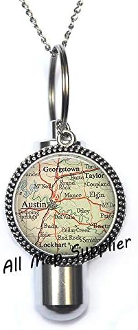 AllMapsupplier Moda Kremasyon Urn Kolye, Austin, Texas harita Urn, Austin harita Kremasyon Urn Kolye, Austin harita Urn,