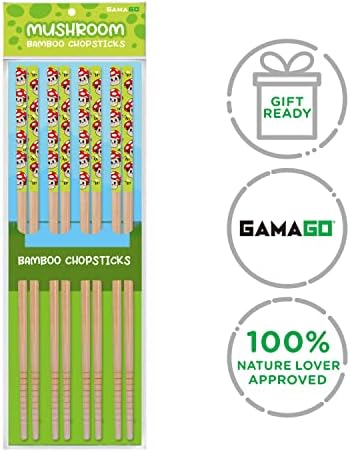 GAMAGO Mantar Çubuklarını Bambu Çubuklarını Seti-4 Çift Adorably Sevimli Kullanımlık çubuklarını-Kolay Kavrama, Hafif, Dayanıklı,