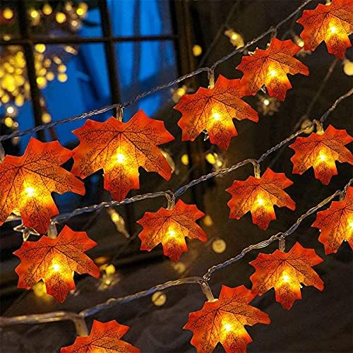 LİURUİQİN akçaağaç yaprakları kabak fener dize ışık, veranda cadılar bayramı DecorFall akçaağaç yaprakları dize ışıklar,şükran