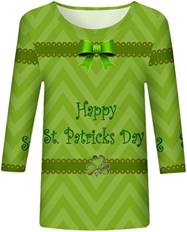 CHEEKEY St Patrick Günü Gömlek Kadın 3/4 Kollu Bayan Rahat Yuvarlak Boyun St Pattys Günü Baskılı St Patrick Günü Kadınlar