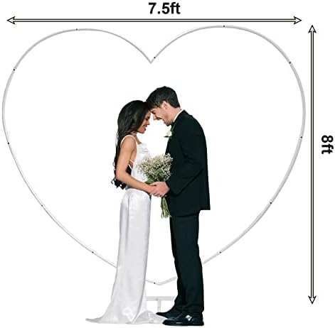 Φ 8ft (2.4 M)Kalp Şeklinde Beyaz Metal Balon Kemer Standı Çerçeve Ekran Kiti ， Teklif, Düğün, Sevgililer Günü, Gelin, Doğum