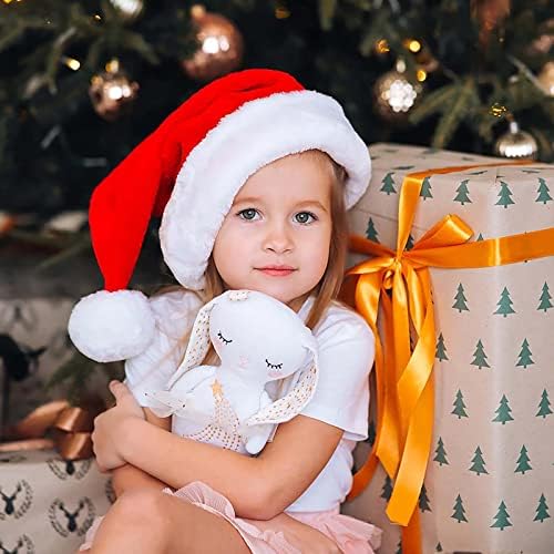 Acenaıl Santa Şapka Yetişkin Noel Şapka Çocuklar Unisex Noel Şapka Astar Peluş Ağız Noel Kapaklar Yeni Yıl Tatil Malzemeleri