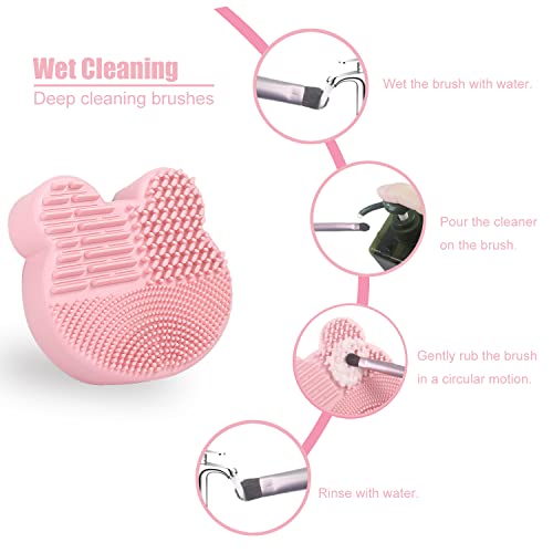 2 in 1 Tasarım makyaj fırçası Temizleme Mat + Renk Temizleme Sünger, Silikon Scrubber Temizleyici Ped Taşınabilir Kozmetik