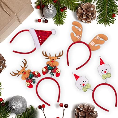 BQTQ 18 Parça Noel Bantlar Kardan Adam Kafa Ren Geyiği Boynuzları Kostüm Saç Bantlar Noel Ağacı Bantlar Elfler parti şapkaları