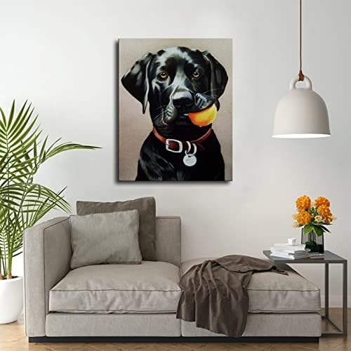 Siyah Hayvan Yavrusu Labrador Isırıkları Bir Top Posterler ve Baskılar Duvar Sanatı Resimleri için Oturma Odası yatak odası