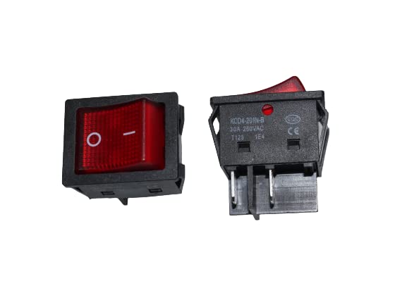 Wilsnsun 2 PCS güç ısı basın Rocker güç anahtarı 30A 250 V 4 Pin 2 pozisyon ON/Off Rocker geçiş anahtarı kırmızı düğme ile