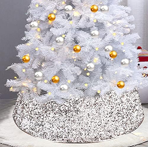 Dekoratif Payetler Noel Ağacı Yaka Gümüş Parıltılı Noel Ağacı Yüzük, Noel Ağacı Etek Mat Noel Ağacı Süsleri, Söğüt Ağacı