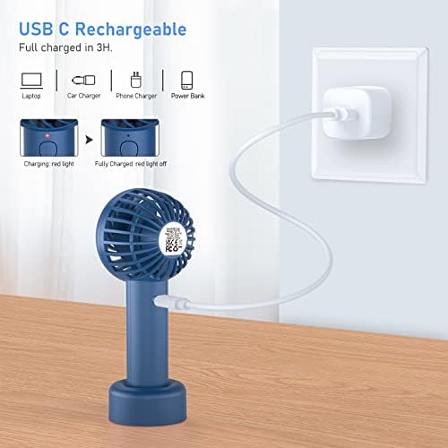 Mini El Fanı,Çıkarılabilir Taban ve 3 Hız ile Blukar Taşınabilir USB Şarj Edilebilir Fanlar-Güçlü Rüzgar Tasarımı Elektrikle