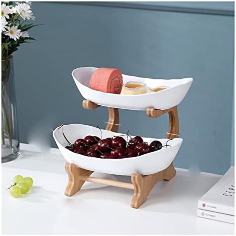 SJYDQ Nordic ışık lüks meyve kasesi meyve masa atıştırma tabağı meyve rafı 3 Katmanlar ahşap kek standı standı mutfak tabaklar