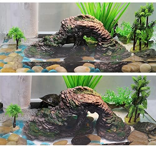 PetPhindU Balık Tankı Süslemeleri Akvaryum Reçine Kaplumbağa Tırmanma Platformu Balık Tankı Peyzaj Dekorasyon Süsler Kaplumbağa