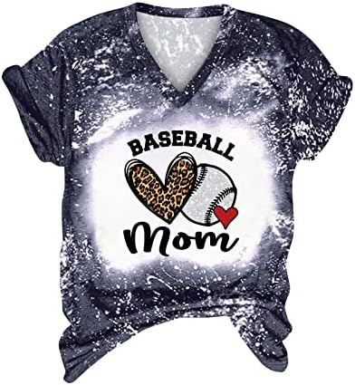 Beyzbol Anne Gömlek Kadın, bayan Beyzbol Anne Mektup Baskı Üstleri V Boyun Kısa Kollu T Shirt Softbol Giaphic Tee Tops Tunik