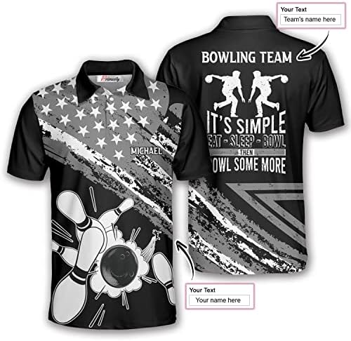 PRİMESTY Kişiselleştirilmiş Retro Bowling Gömlek Erkekler için, Özel Bowling polo gömlekler, Retro Bowling Formaları Boyutu