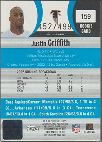 Justin Griffith 65/499 (Futbol Kartı) 2003 Bowman'ın En iyisi - [Temel] - Mavi 159